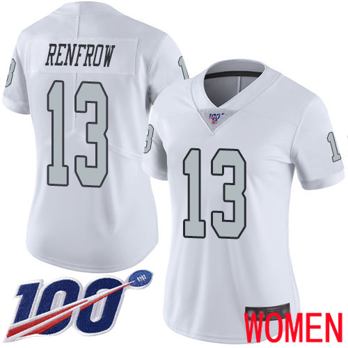 Oakland Raiders Limited White Women Hunter Renfrow Jersey NFL Football 13 100th Season Rush Jersey